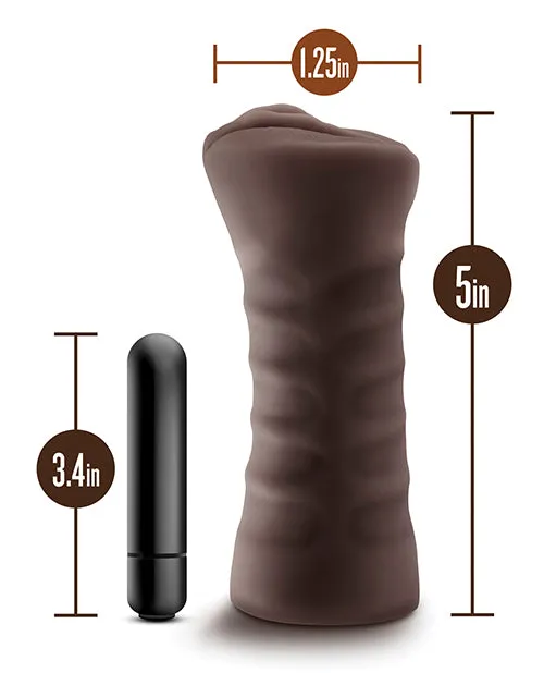 Hot Chocolate Brianna Vibrating Masturbator with Bullet Pussy Chocolate Hot Chocolate Male Sex Toys
