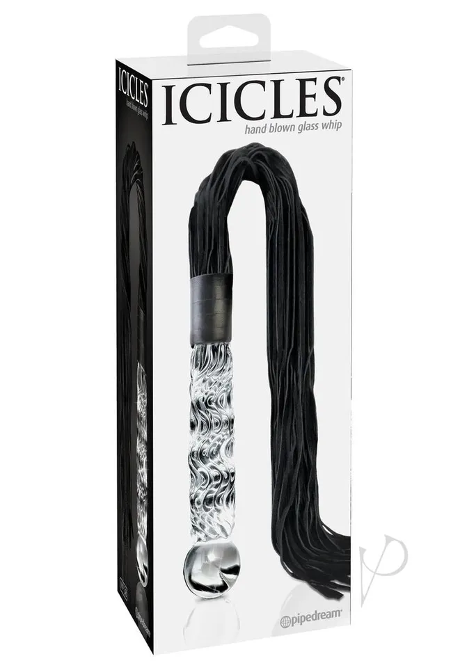 Icicles Icicles No 38 Textured Glass Dildo with Flogger 265in ClearBlack Dildos Icicles Icicles No 38 Textured Glass Dildo with Flogger 265in ClearBlack Dildos
