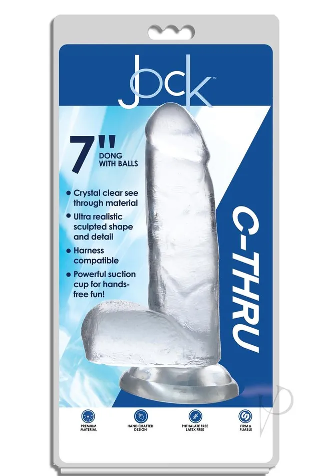 Jock CThru Realistic Dong with Balls 7in Clear Jock Dildos