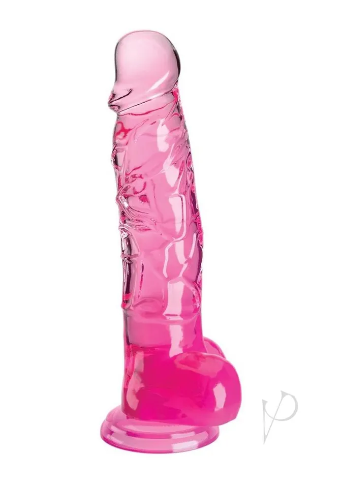 King Cock Dildos King Cock Clear Dildo with Balls 8in Pink