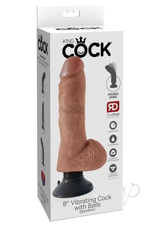 King Cock King Cock Vibrating Dildo with Balls 8in Caramel Female Sex Toys King Cock King Cock Vibrating Dildo with Balls 8in Caramel Female Sex Toys