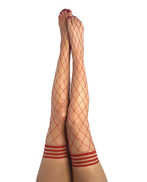 Kixies Vibrators Kixies Claudia Large Net Fishnet Thigh Highs Red A