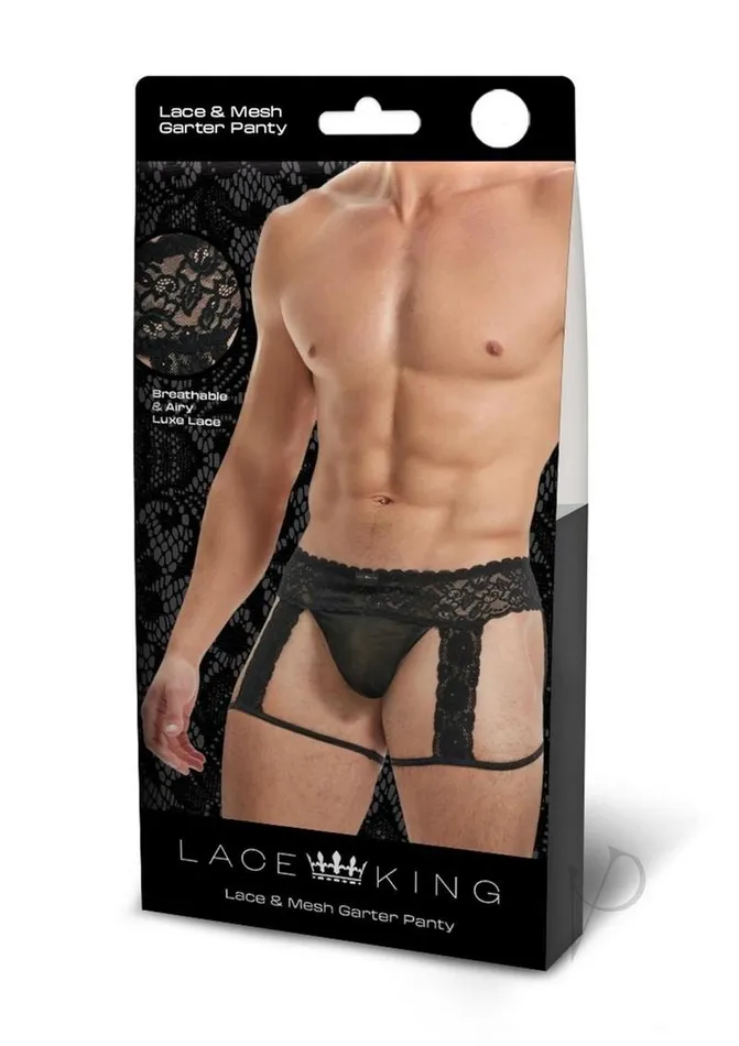 Lace King Female Sex Toys Lace King Mens Lace and Mesh Garter Panty LargeXLarge Black Lace King Female Sex Toys Lace King Mens Lace and Mesh Garter Panty LargeXLarge Black