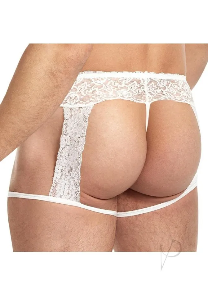 Lace King Mens Lace and Mesh Garter Panty LXL White Lace King Female Sex Toys Lace King Mens Lace and Mesh Garter Panty LXL White Lace King Female Sex Toys