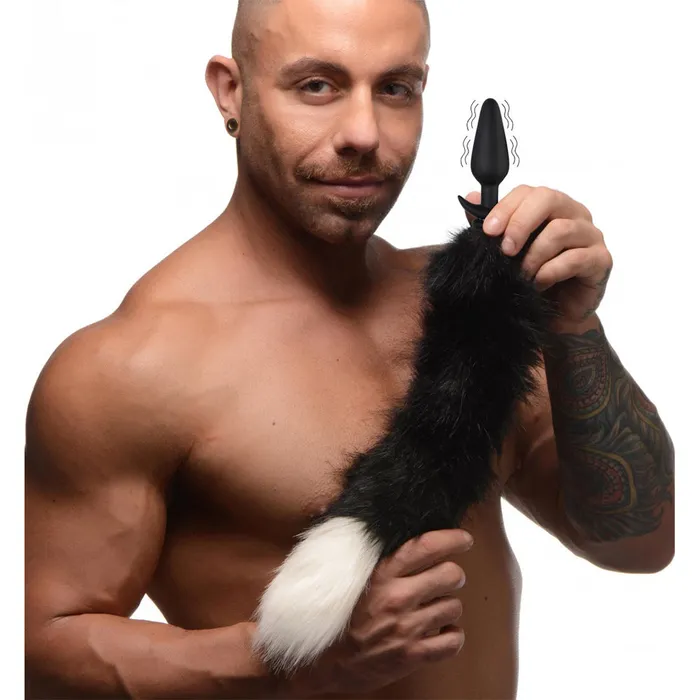 Large Vibrating Anal Plug with Interchangeable Fox Tail Tailz Male Sex Toys