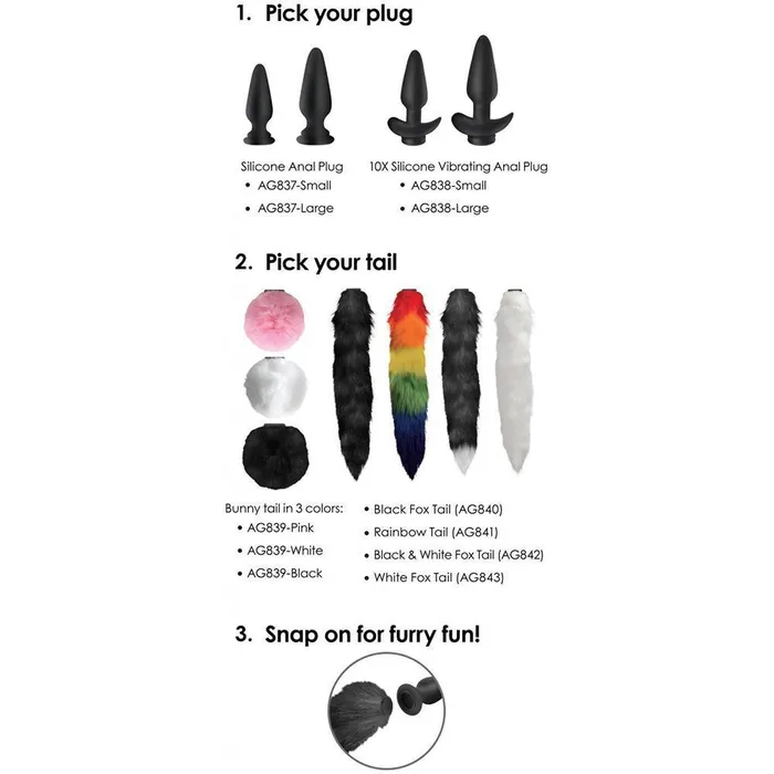 Large Vibrating Anal Plug with Interchangeable Fox Tail Tailz Male Sex Toys