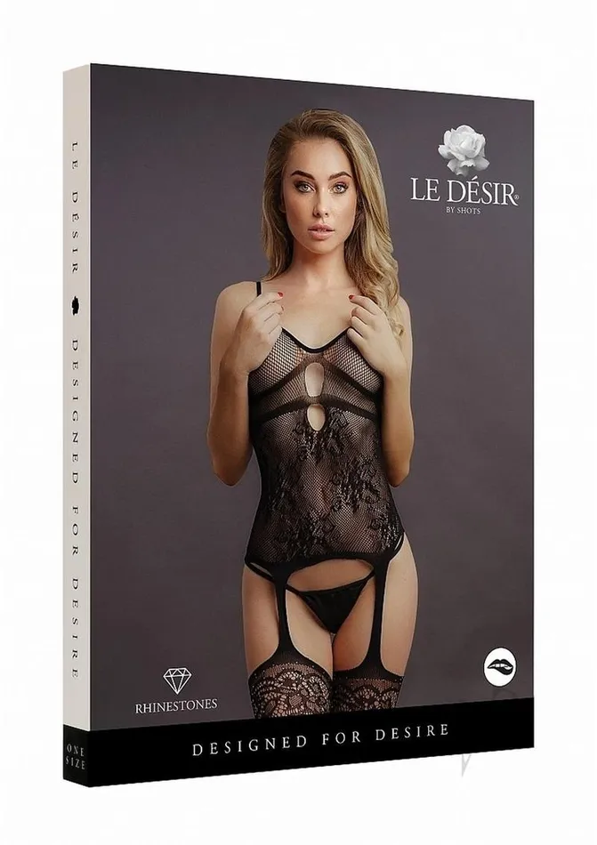 Le Desir Bodystockings Playsuits Le Desir Suspender Rhinestone Bodystocking OS Black Le Desir Bodystockings Playsuits Le Desir Suspender Rhinestone Bodystocking OS Black