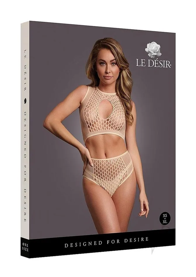 Le Desir Dildos Le Desir Duo Net Key Hole Bra Set OS Beige