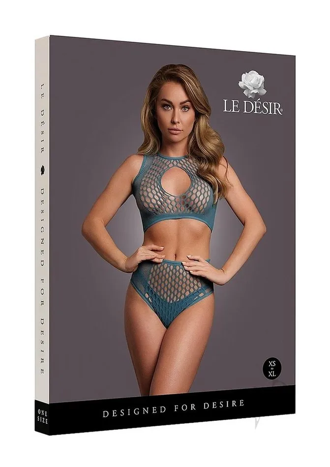 Le Desir Duo Net Key Hole Bra Set OS Blue Le Desir Anal