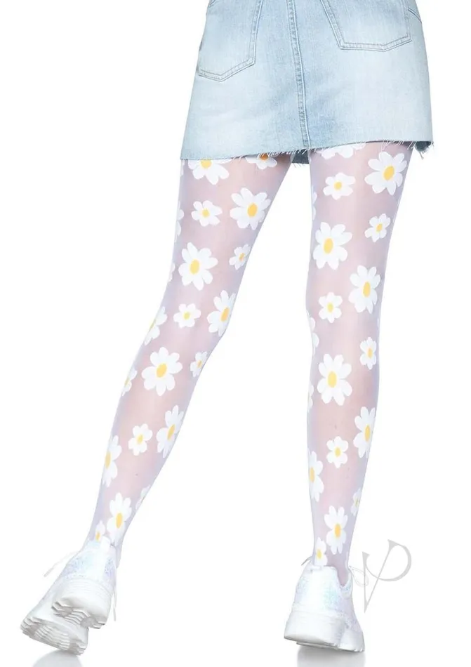 Leg Avenue Hosiery Leg Avenue Daisy Nylon Sheer Tights OS White Leg Avenue Hosiery Leg Avenue Daisy Nylon Sheer Tights OS White
