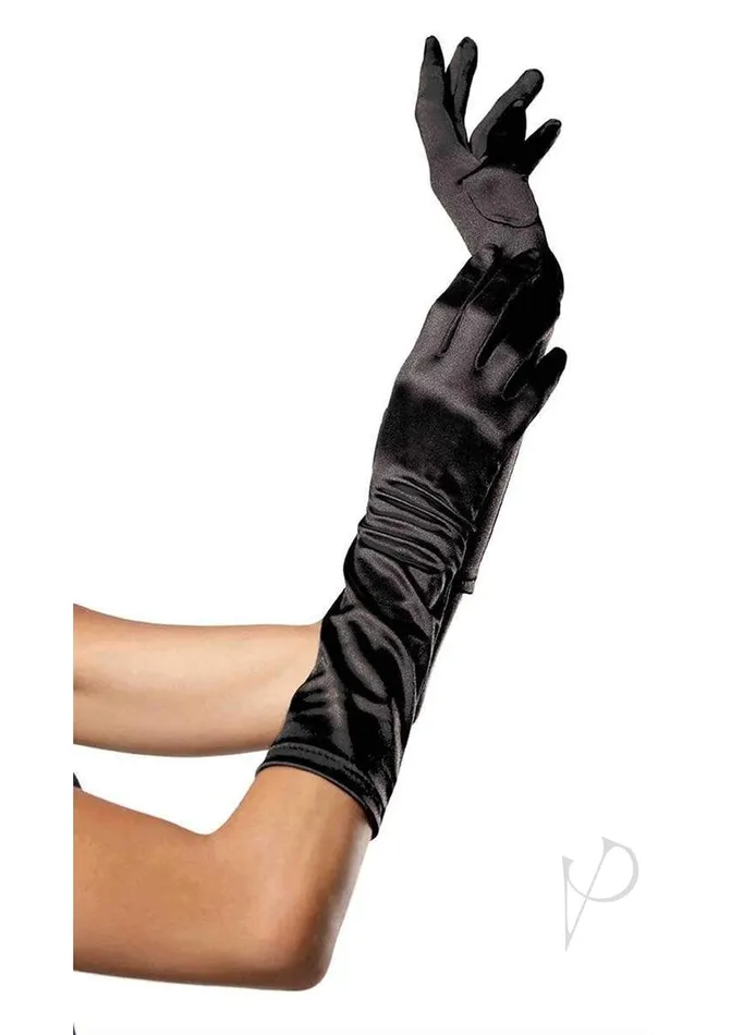 Leg Avenue Leg Avenue Elbow Length Satin Gloves OS Black Anal