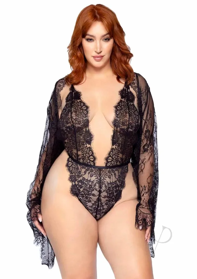 Leg Avenue Leg Avenue Floral Lace Teddy with Adjustable Straps and Cheeky Thong Back Matching Lace Robe with Scalloped Trim and Satin Tie 3 pieces 1X2X Black Male Sex Toys Leg Avenue Leg Avenue Floral Lace Teddy with Adjustable Straps and Cheeky Thong Back Matching Lace Robe with Scalloped Trim and Satin Tie 3 pieces 1X2X Black Male Sex Toys