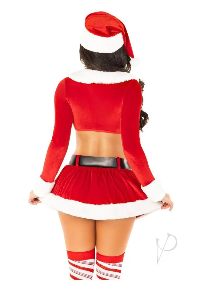 Leg Avenue Male Sex Toys Leg Avenue HoHo Hottie Set Velvet Crop Top with Faux Fur Trim Mini Skirt Belt and Santa Hat 4 Piece Large RedWhite