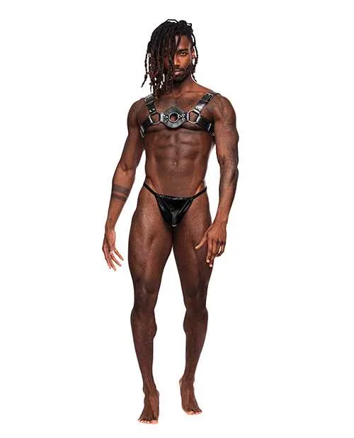 Libra PU Leather Chest Harness Black OS Male Power Restraints