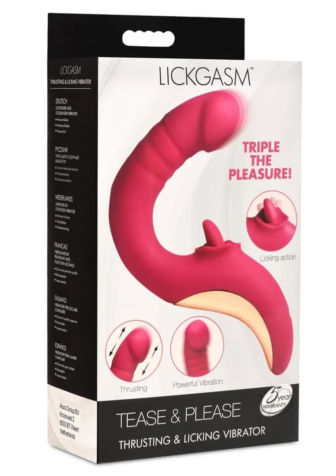 Lickgasm Lickgasm Tease and Please Rechargeable Silicone Thrusting andamp Licking Vibrator Pink Vibrators Lickgasm Lickgasm Tease and Please Rechargeable Silicone Thrusting andamp Licking Vibrator Pink Vibrators