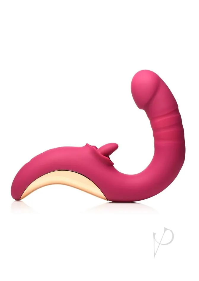 Lickgasm Lickgasm Tease and Please Rechargeable Silicone Thrusting andamp Licking Vibrator Pink Vibrators