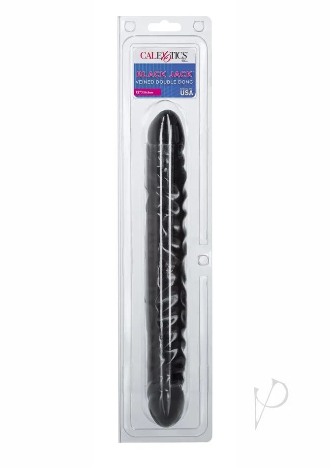 Lifelike Dongs Black Jack Veined Double Dildo 12in Black Anal