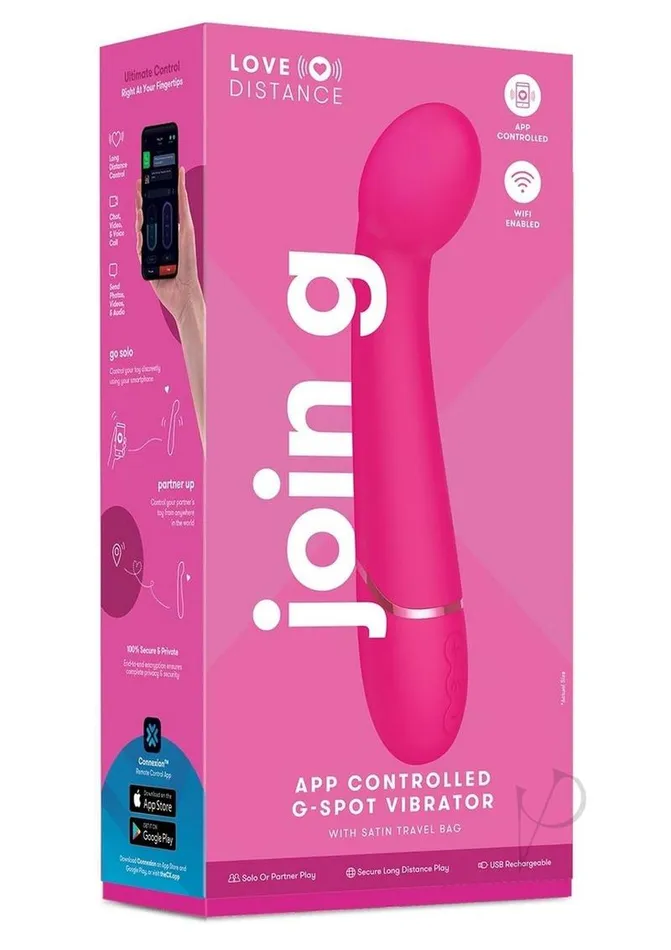 Love Distance Love Distance Join G App Controlled Silicone Rechargeable GSpot Vibrator Pink Vibrators Love Distance Love Distance Join G App Controlled Silicone Rechargeable GSpot Vibrator Pink Vibrators