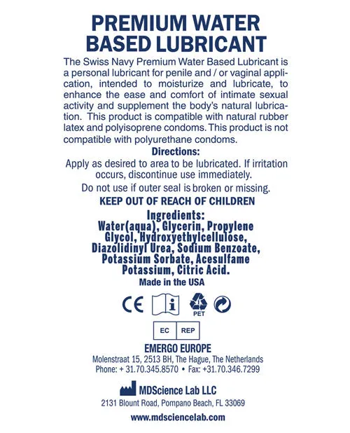 Lubricants Swiss Navy Swiss Navy Water Based Lubricant 32oz946ml