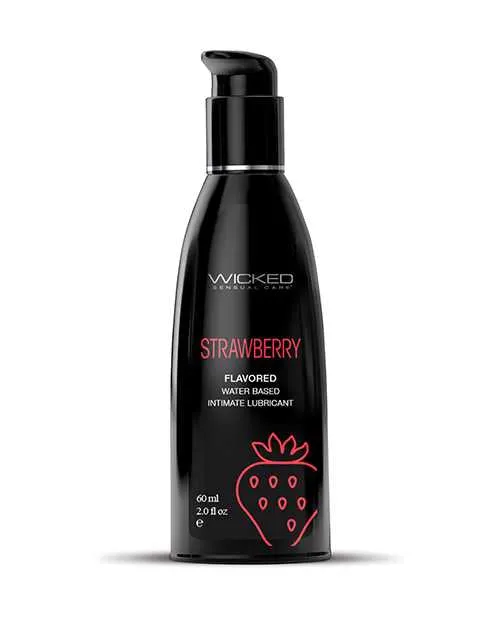 Lubricants Wicked Aqua Water Based Flavored Lubricant Strawberry 2oz Wicked Aqua