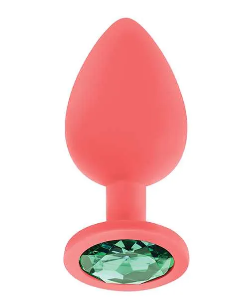 Luv Anal Luv Inc Jeweled Silicone Butt Plug wThree Stones Large Coral Luv Anal Luv Inc Jeweled Silicone Butt Plug wThree Stones Large Coral