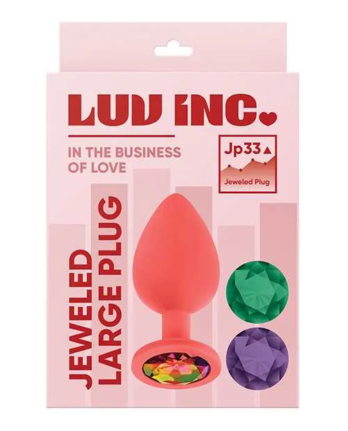 Luv Anal Luv Inc Jeweled Silicone Butt Plug wThree Stones Large Coral Luv Anal Luv Inc Jeweled Silicone Butt Plug wThree Stones Large Coral