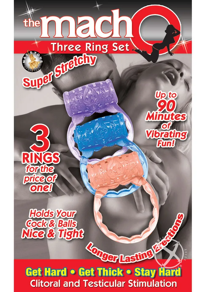 Macho Male Sex Toys The MachO Three Ring Set Vibrating Cock Ring Assorted Color Macho Male Sex Toys The MachO Three Ring Set Vibrating Cock Ring Assorted Color