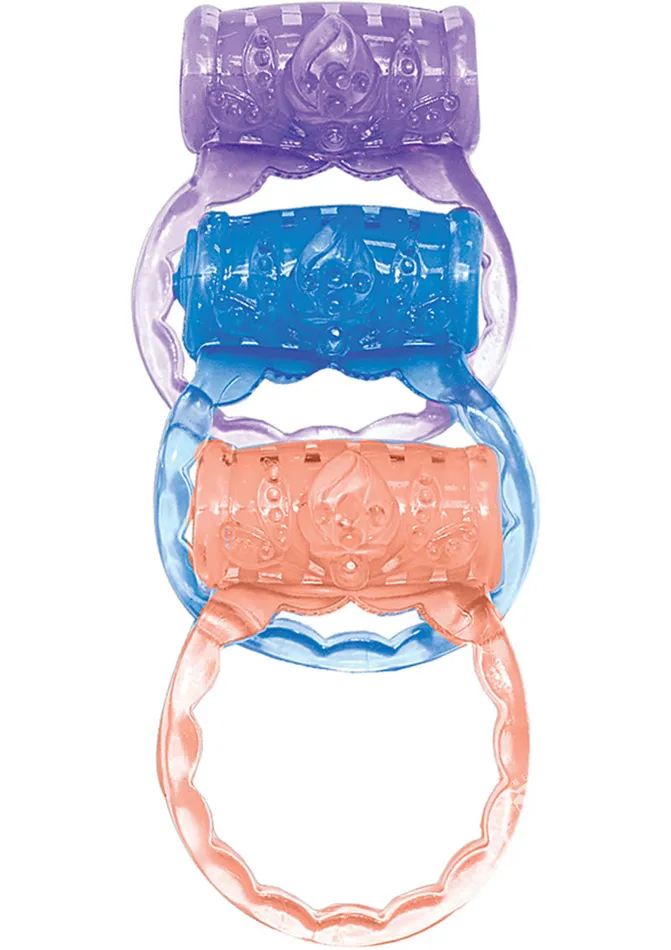 Macho Male Sex Toys The MachO Three Ring Set Vibrating Cock Ring Assorted Color