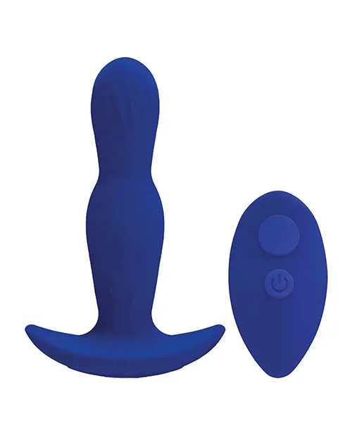 Male Sex Toys APlay Expander Rechargeable Silicone Anal Plug with Remote Control Blue A Play