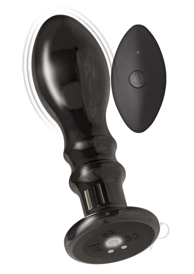 Male Sex Toys Ass Sation AssSation Rechargeable Vibrating Metal Anal Pleaser with Remote Control Black