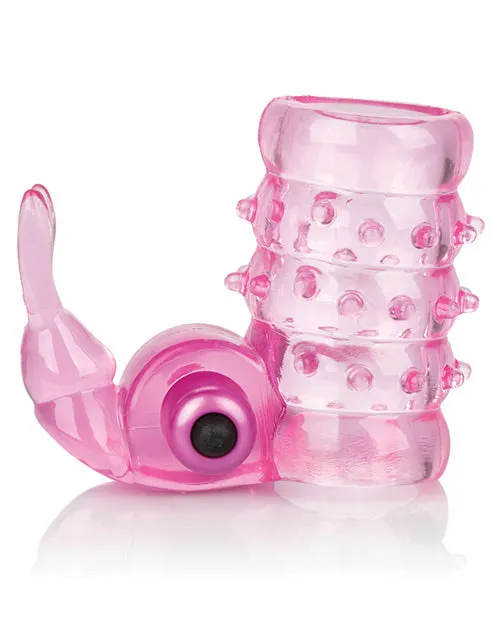 Male Sex Toys Basic Essentials Stretchy Vibrating Bunny Enhancer Cock Ring with Clitoral Stimulation Pink Basic Essentials