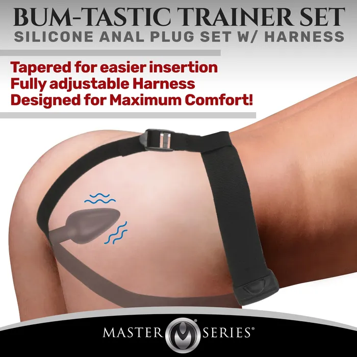 Male Sex Toys BumTastic 28X Silicone Anal Plug with Comfort Harness and Remote Control Master Series