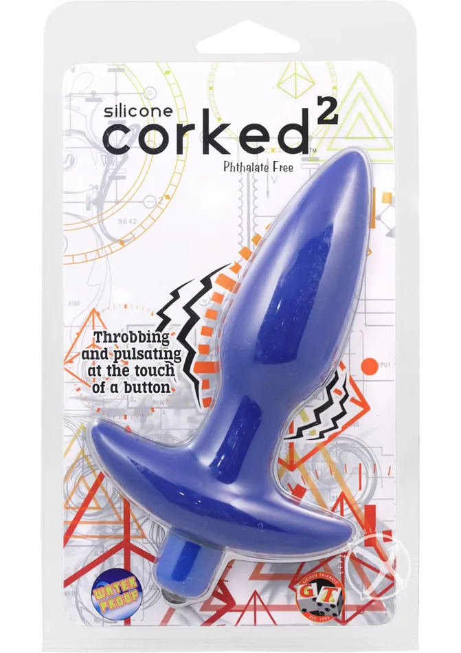 Male Sex Toys Corked 2 Silicone Anal Plug Medium Blue Corked