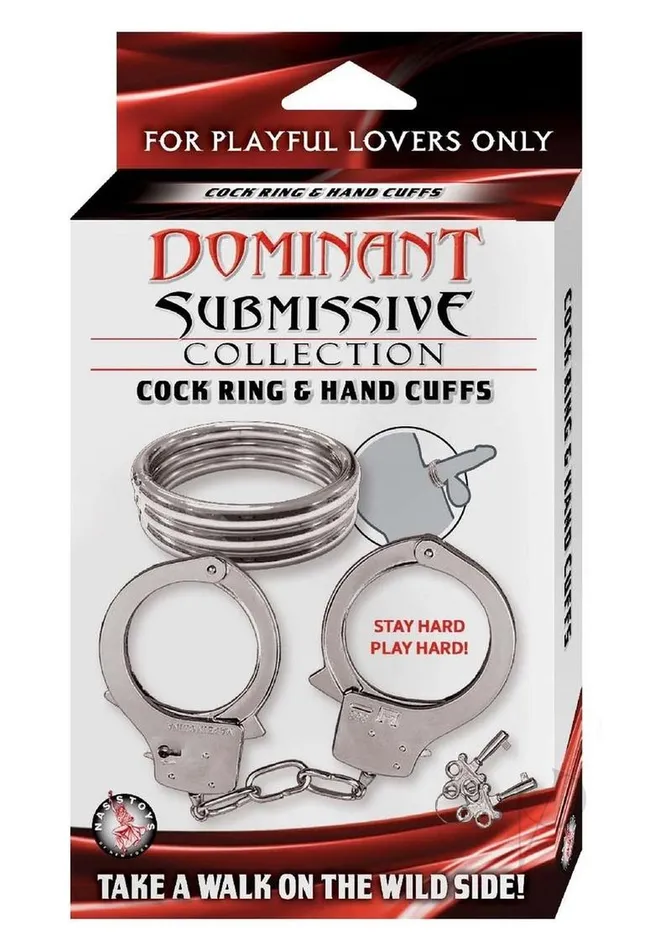 Male Sex Toys Dominant Submissive Dominant Submissive Collection Cock Ring and Handcuffs Silver Male Sex Toys Dominant Submissive Dominant Submissive Collection Cock Ring and Handcuffs Silver