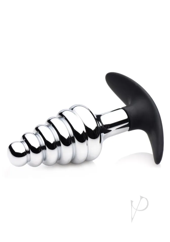 Male Sex Toys Master Series Dark Hive Metal and Silicone Anal Plug Silver Master Series
