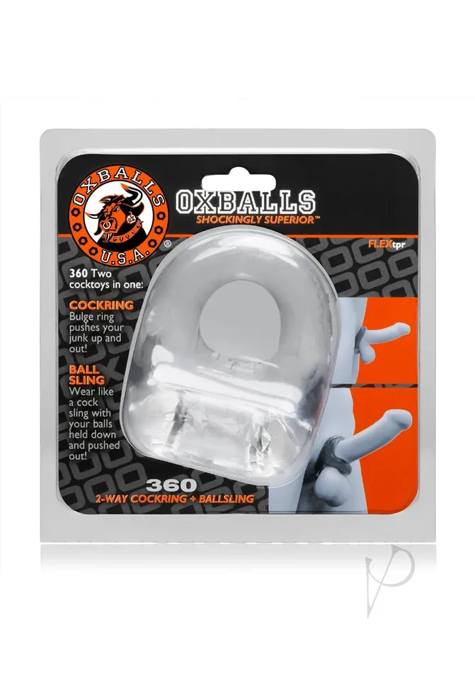 Male Sex Toys Oxballs Oxballs 360 2Way Cock Ring and Ball Sling Clear