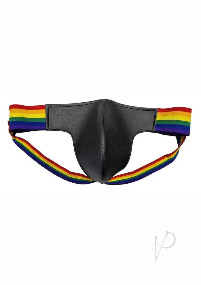 Male Sex Toys Rouge Rouge Leather Jock with Pride Stripes Small Multicolor Male Sex Toys Rouge Rouge Leather Jock with Pride Stripes Small Multicolor