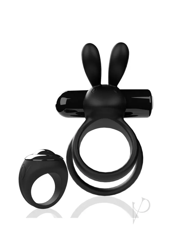 Male Sex Toys Screaming O Screaming O Ohare XL Rechargeable Silicone Vibrating Cock Ring with Remote Control Black