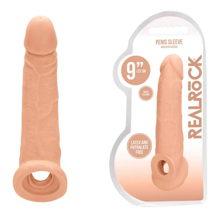 Male Sex Toys Shots Toys REALROCK 9 Inch Realistic Penis Extender with Rings Male Sex Toys Shots Toys REALROCK 9 Inch Realistic Penis Extender with Rings