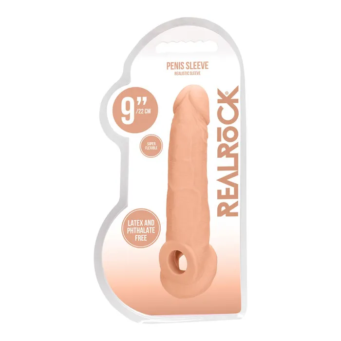 Male Sex Toys Shots Toys REALROCK 9 Inch Realistic Penis Extender with Rings