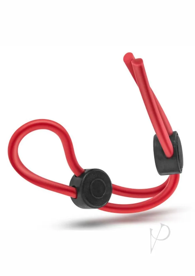Male Sex Toys Stay Hard Stay Hard Silicone Double Loop Cock Ring Adjustable Cock Tie Red