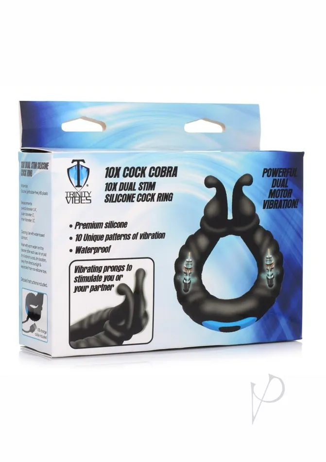 Male Sex Toys Trinity Men 10X Cock Cobra Dual Stimulating Rechargeable Silicone Cock Ring Black Trinity Men Male Sex Toys Trinity Men 10X Cock Cobra Dual Stimulating Rechargeable Silicone Cock Ring Black Trinity Men