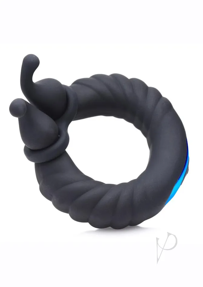 Male Sex Toys Trinity Men 10X Cock Cobra Dual Stimulating Rechargeable Silicone Cock Ring Black Trinity Men