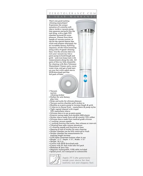 Male Sex Toys Zero Tolerance Zero Tolerance Sucking Good Rechargeable Vibrating Masturbator Vanilla