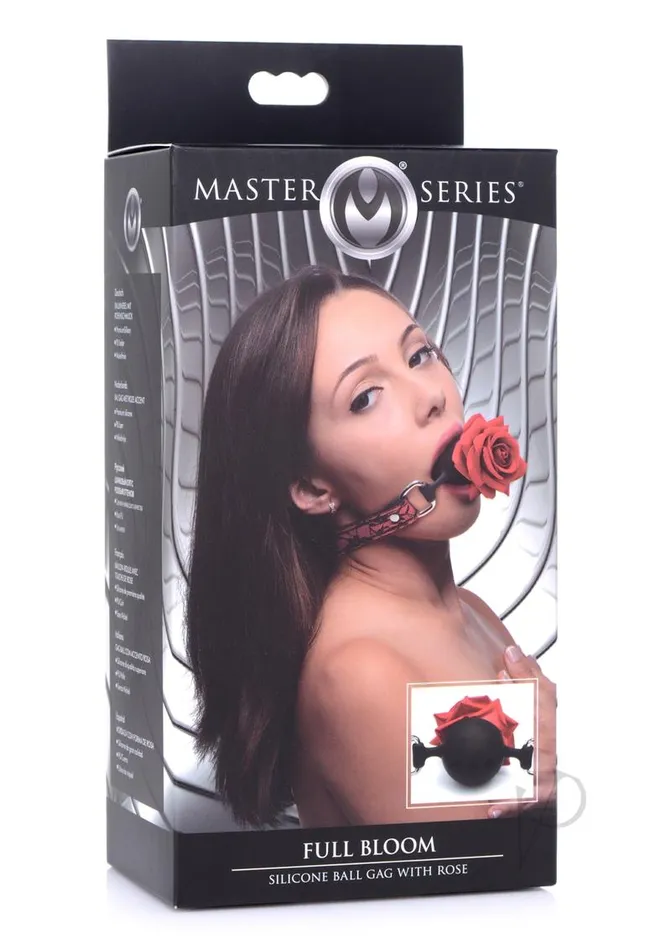 Master Series Anal Master Series Silicone Ball Gag with Rose RedBlack