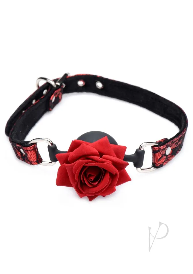 Master Series Anal Master Series Silicone Ball Gag with Rose RedBlack