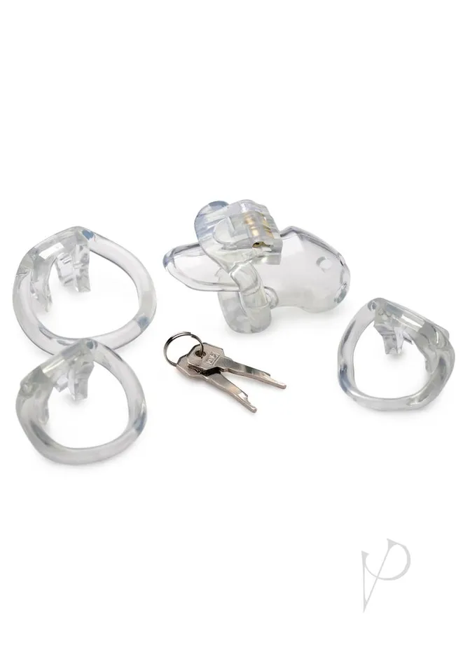 Master Series Clear Captor Chastity Cage with Keys Small Clear Master Series Male Sex Toys