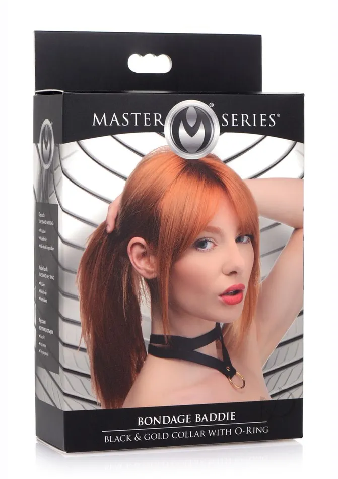 Master Series Couples Master Series Bondage Baddie Collar with ORing BlackGold Master Series Couples Master Series Bondage Baddie Collar with ORing BlackGold