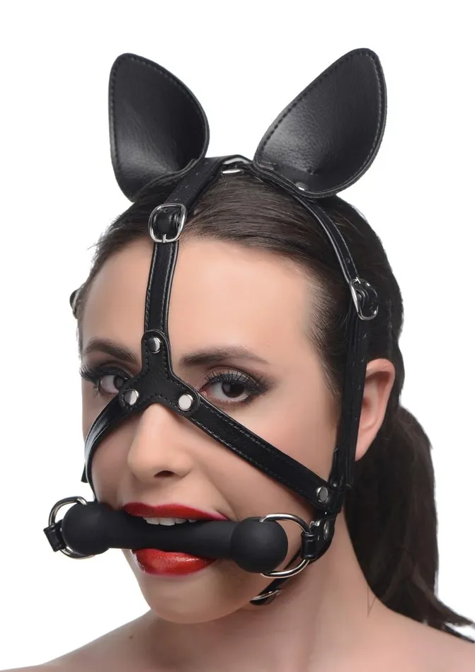 Master Series Male Sex Toys Master Series Dark Horse Pony Head with Silicone Bit Black
