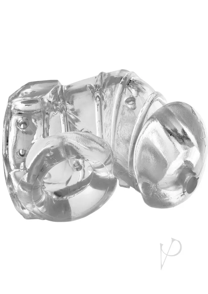 Master Series Male Sex Toys Master Series Detained 20 Restrictive Chastity Cage with Nubs Clear